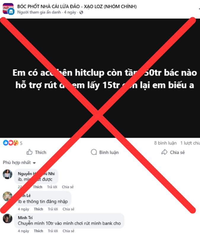 Hitclub cũng bị tài khoản nặc danh tố cáo vô căn cứ